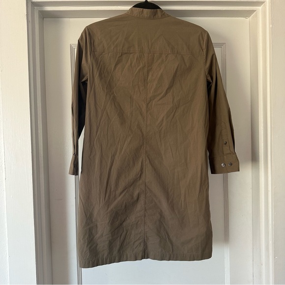 Theory Dress Womens  2 Green Jullitan poplin 3/4 Sleeve Lace-Up Mini Shift - Picture 2 of 8